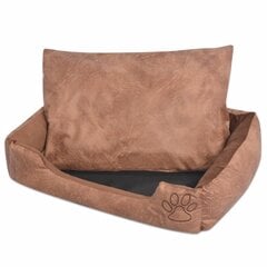 Лежак для собаки с подушкой, PU, искусственная кожа, размер S, песочный цена и информация | Лежаки, домики | pigu.lt