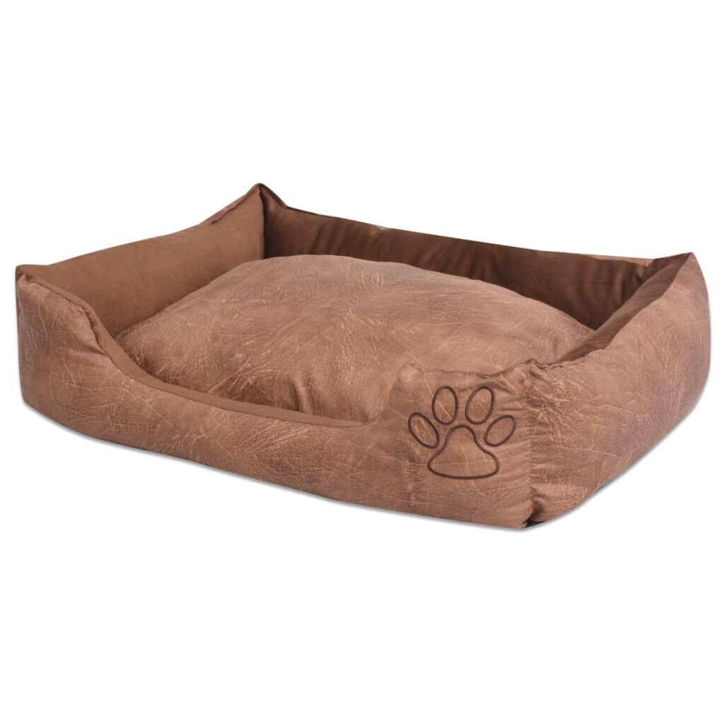 Šuns guolis su pagalvėle, PU, dirbtinė oda dydis S, smėlinis цена и информация | Guoliai, pagalvėlės | pigu.lt