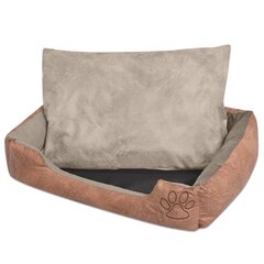 Лежак для собаки с подушкой, PU, искусственная кожа, размер L, песочный цена и информация | Лежаки, домики | pigu.lt