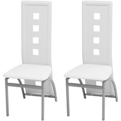 Valgomojo kėdės, 2 vnt., dirbtinė oda, baltos kaina ir informacija | Virtuvės ir valgomojo kėdės | pigu.lt