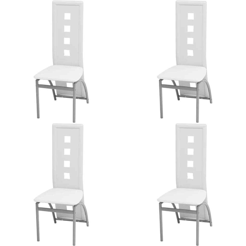 Valgomojo kėdės, dirbtinė oda, baltos spalvos, 4 vnt. kaina ir informacija | Virtuvės ir valgomojo kėdės | pigu.lt