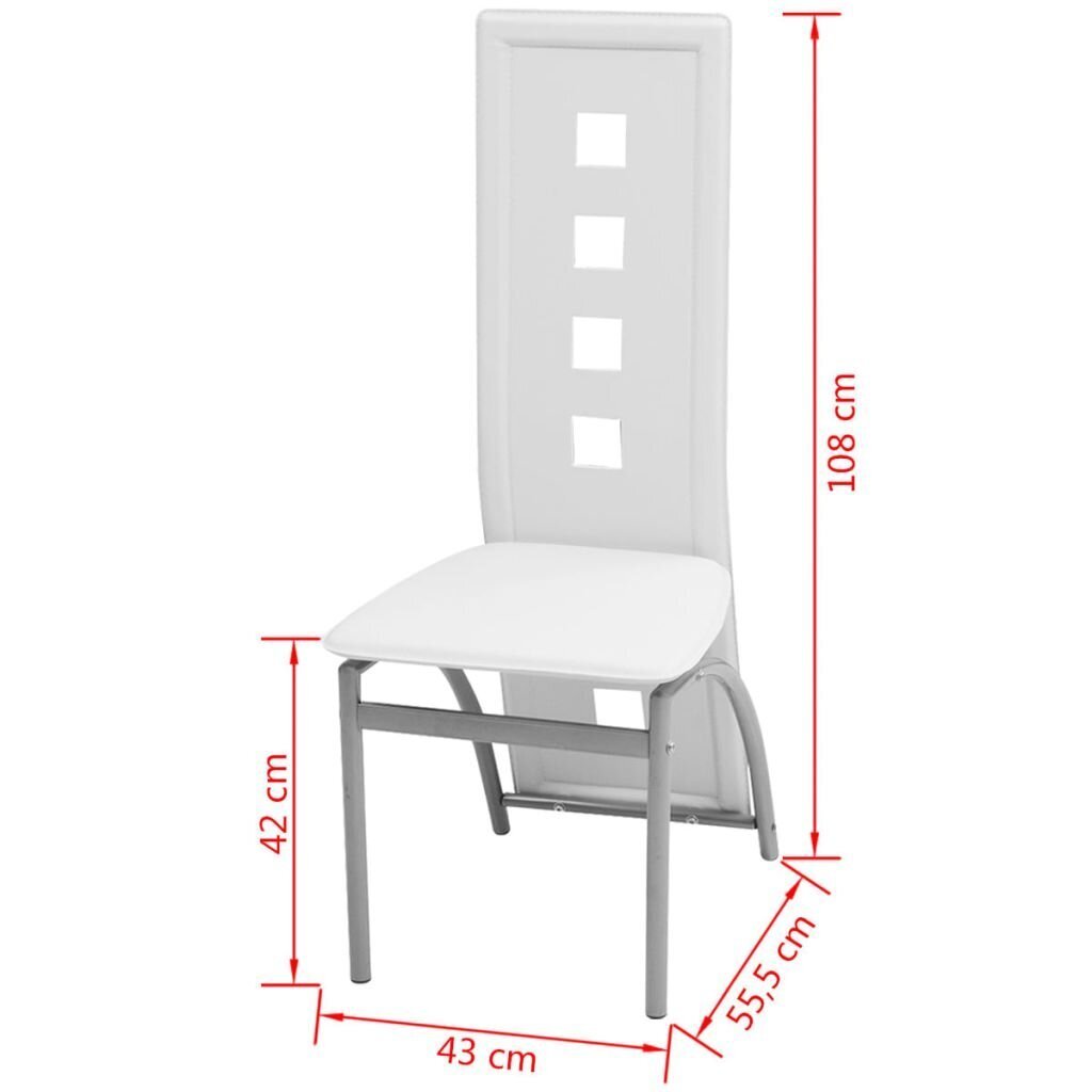 Valgomojo kėdės, dirbtinė oda, baltos spalvos, 4 vnt. цена и информация | Virtuvės ir valgomojo kėdės | pigu.lt