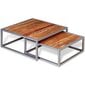 Kavos staliukų komplektas, tvirta akacijos mediena, 2 dalys kaina ir informacija | Kavos staliukai | pigu.lt