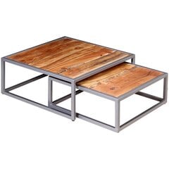 Kavos staliukų komplektas, tvirta akacijos mediena, 2 dalys kaina ir informacija | Kavos staliukai | pigu.lt