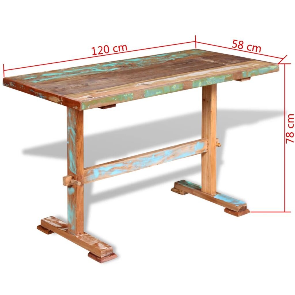 Valgomojo stalas, masyvi perdirbta mediena, 120x58x78 cm kaina ir informacija | Virtuvės ir valgomojo stalai, staliukai | pigu.lt