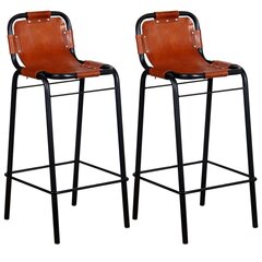 Baro kėdės, 2 vnt, tikra oda, 46x45x94 cm kaina ir informacija | Virtuvės ir valgomojo kėdės | pigu.lt