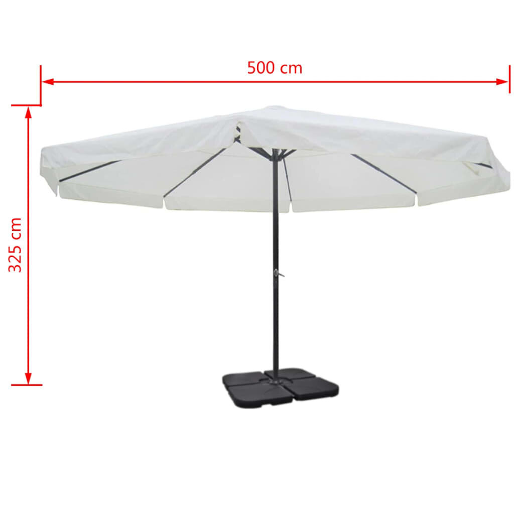 Lauko skėtis iš aliuminio su nešiojamu pagrindu, baltas kaina ir informacija | Skėčiai, markizės, stovai | pigu.lt