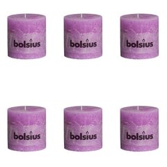 Bolsius kaimiško stil. form. žvakės, 6 vnt. 100x100mm, violetinės sp. kaina ir informacija | Žvakės, Žvakidės | pigu.lt
