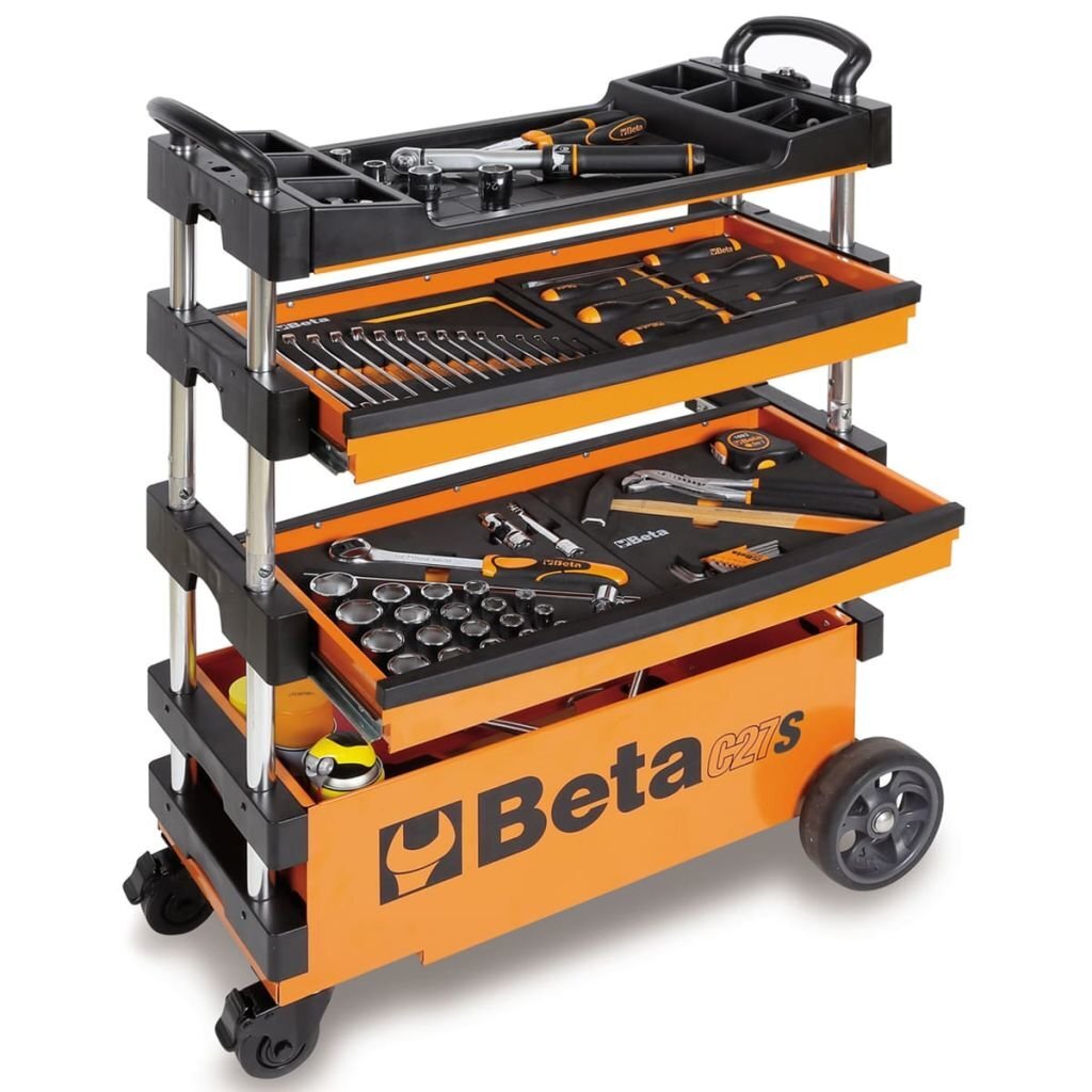 Sulankstomas įrankių vežimėlis Beta Tools C27S-O, oranžinis, plienas kaina ir informacija | Įrankių dėžės, laikikliai | pigu.lt