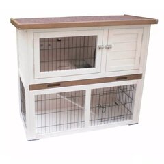 @Pet Клетка для кроликов Kiki, белая / коричневая, 92x45x80 см 20077 цена и информация | Клетки и аксессуары для грызунов | pigu.lt