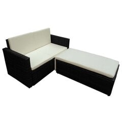 7 dalių lauko sofų komplektas, poliratanas, juodas kaina ir informacija | Lauko baldų komplektai | pigu.lt