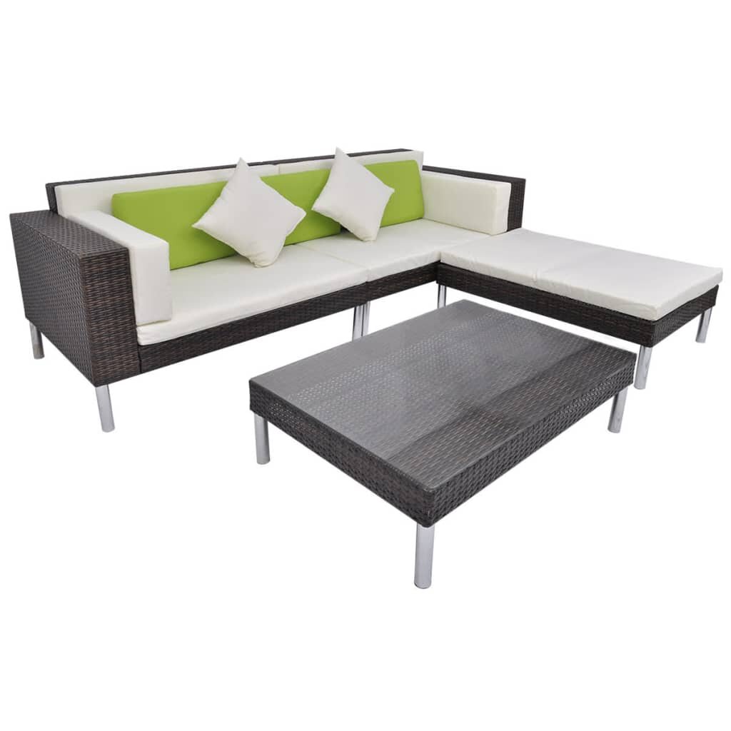 12 dalių sodo sofų komplektas, rudos spalvos kaina ir informacija | Lauko baldų komplektai | pigu.lt