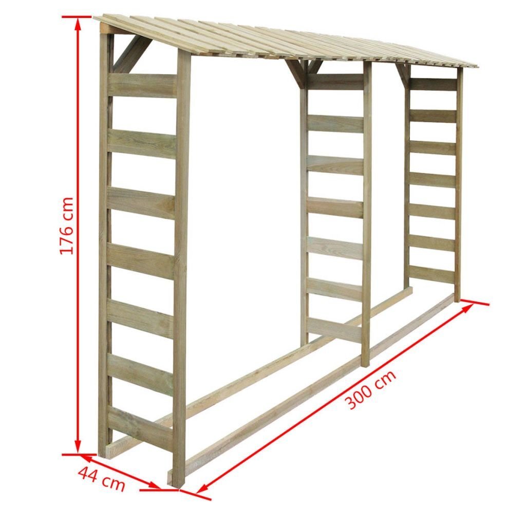 Навес для дров из 2 частей, 300 x 44 x 176 см, пропитанная сосновая  древесина цена | pigu.lt