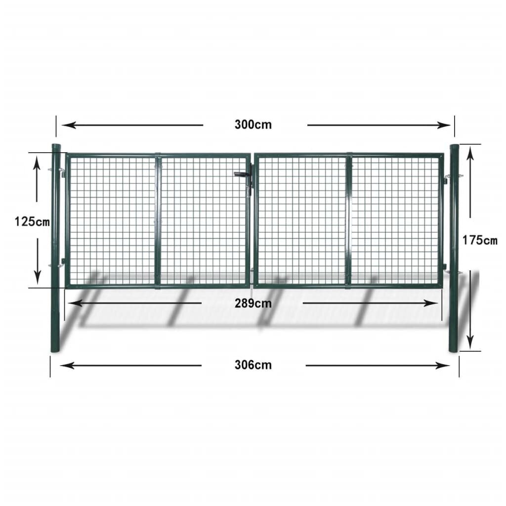 Sodo vartai, 289x125 cm/306x175 cm, plienas, žali kaina ir informacija | Tvoros ir jų priedai | pigu.lt