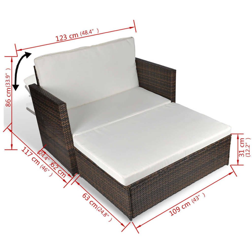 5-ių dalių lauko sofų komplektas, poliratanas, rudos spalvos kaina ir informacija | Lauko baldų komplektai | pigu.lt