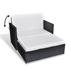 5 dalių lauko sofų komplektas, poliratanas, juodas kaina ir informacija | Lauko baldų komplektai | pigu.lt