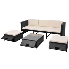 12 dalių sodo sofų komplektas, poliratanas, juodas kaina ir informacija | Lauko baldų komplektai | pigu.lt