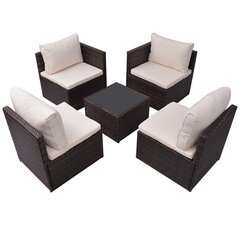 Sodo sofų komplektas, poliratanas, rudas kaina ir informacija | Lauko baldų komplektai | pigu.lt