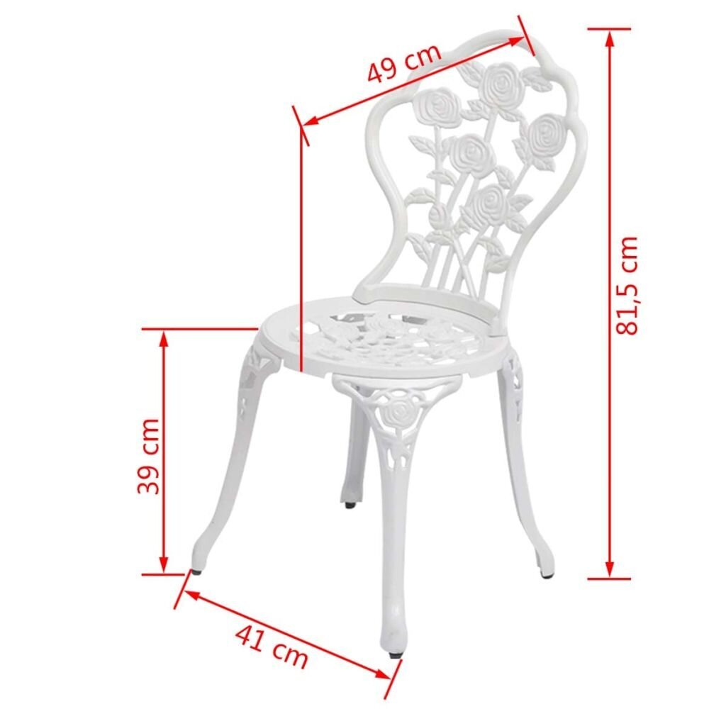 Bistro kėdės, 2 vnt., baltos, 41x49x81,5 cm kaina ir informacija | Lauko kėdės, foteliai, pufai | pigu.lt