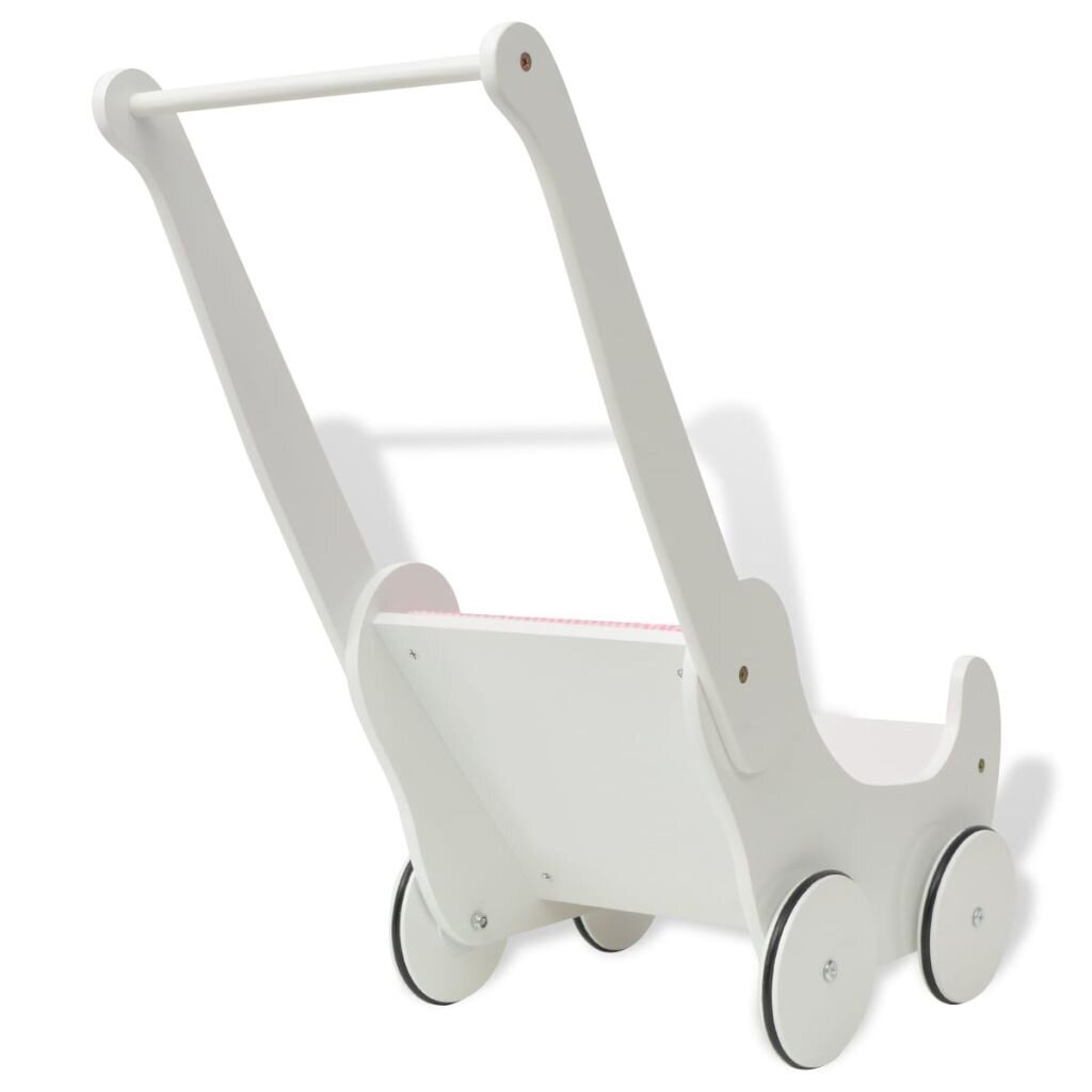 Vežimėlis lėlėms, medinis, 53x25.7x50 cm, baltas kaina ir informacija | Žaislai mergaitėms | pigu.lt