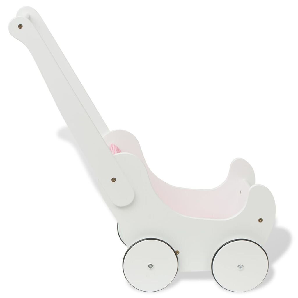 Vežimėlis lėlėms, medinis, 53x25.7x50 cm, baltas цена и информация | Žaislai mergaitėms | pigu.lt