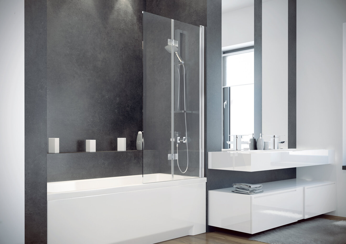 Mobili vonios stiklo sienelė Besco Prestigio kaina ir informacija | Priedai vonioms, dušo kabinoms | pigu.lt