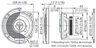 Kenwood KFC-S1066 динамик Полнодиапазонный динамик 21 Вт 2 шт. цена и информация | Автомобильные динамики | pigu.lt