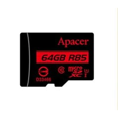 "apacer secure digital card v10, 64gb, micro sdxc, ap64gmcsx10u5-r, uhs-i u1 (class 10), с адаптером цена и информация | Карты памяти для телефонов | pigu.lt