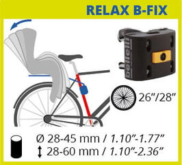 Galinė dviračio kėdutė Bellelli Mr Fox Relax, pilka kaina ir informacija | Dviračių kėdutės vaikams | pigu.lt