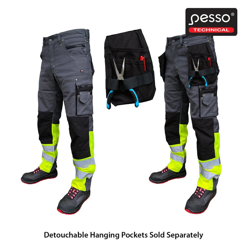 Darbo kelnės Pesso Canvas HI-VIS, pilkos kaina ir informacija | Darbo rūbai | pigu.lt