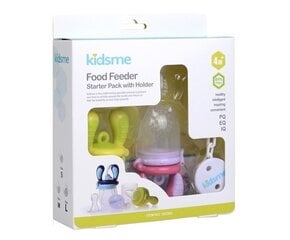 Kidsme maitinimo rinkinys Food Feeder Starter Pack, Lime/Lavender, 4 mėn+ kaina ir informacija | Kūdikių indai, indeliai pienui ir įrankiai | pigu.lt