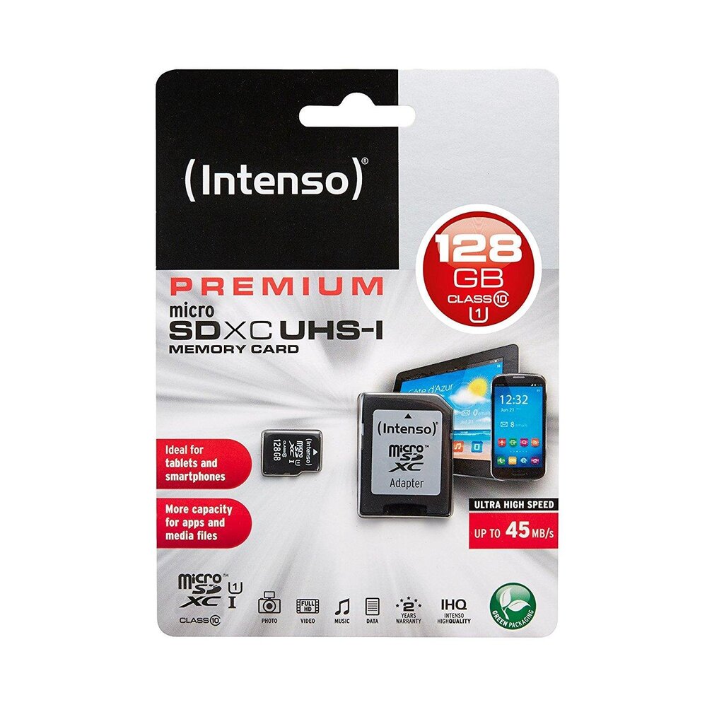 MEMORY MICRO SDXC 128GB UHS-I/W/ADAPTER 3423491 INTENSO kaina ir informacija | Atminties kortelės telefonams | pigu.lt