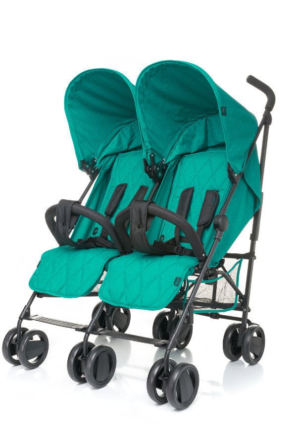 Dvynukų vežimėlis 4Baby Twins, turquoise kaina ir informacija | Vežimėliai | pigu.lt