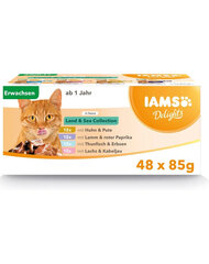 IAMS Delights Adult konservai su paukštiena, žuvimi ir ėriena, 48x85 g kaina ir informacija | Konservai katėms | pigu.lt