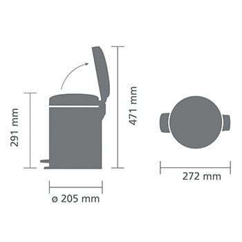 Brabantia šiukšliadėžė NewIcon, 5 l, pilka kaina ir informacija | Šiukšliadėžės | pigu.lt