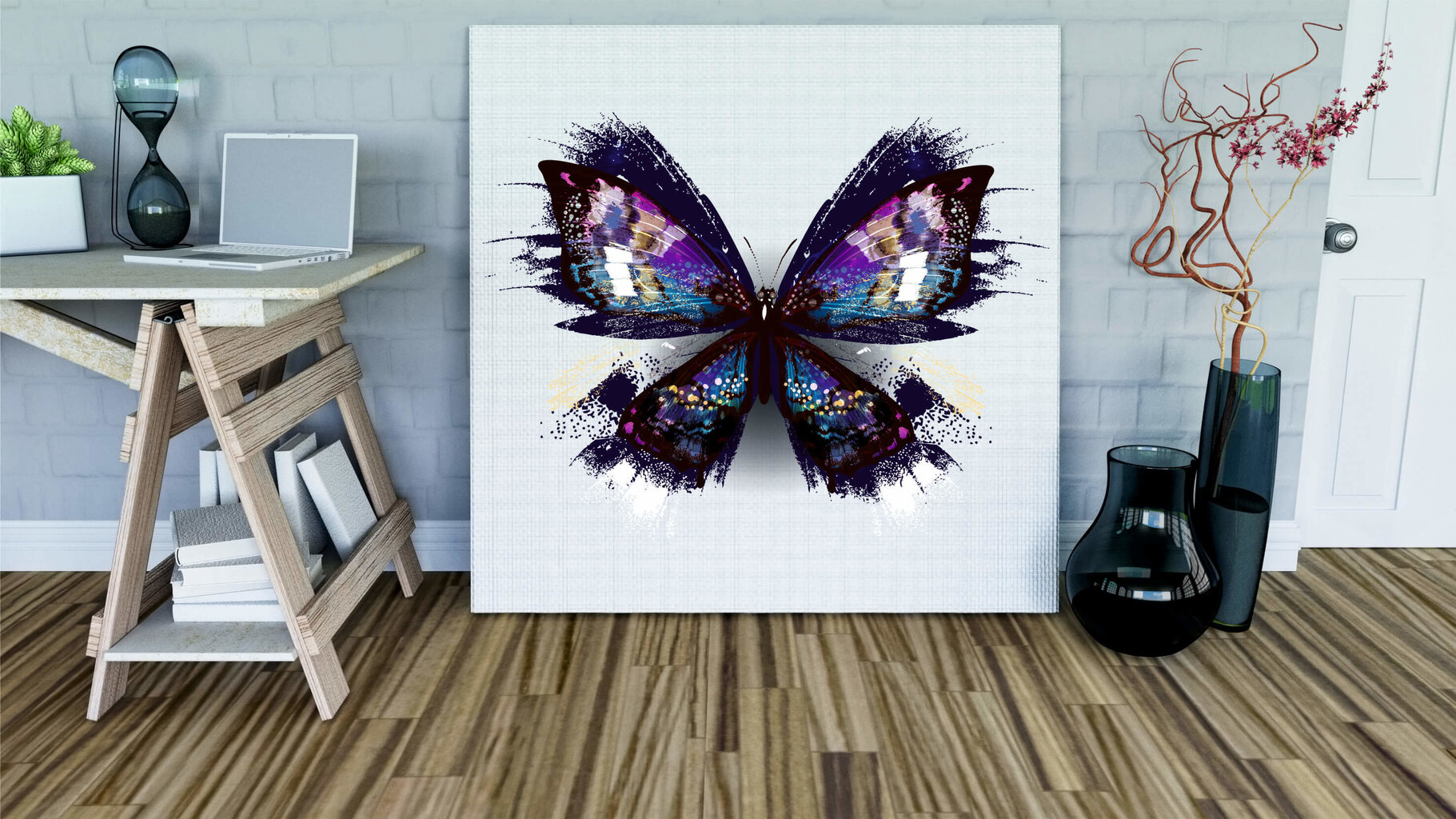Reprodukcija Violetinis drugelis, 30x30 cm kaina ir informacija | Reprodukcijos, paveikslai | pigu.lt