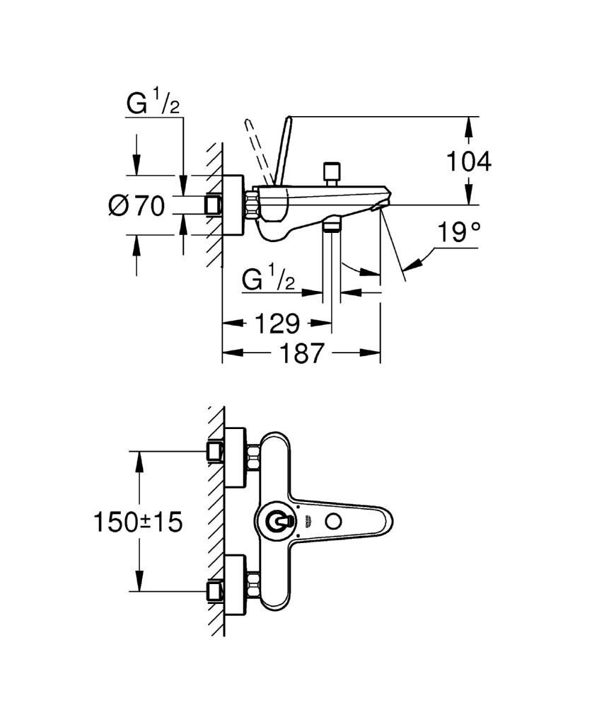 Grohe Eurodisc Joystick vonios maišytuvas 23431LS0, baltas цена и информация | Vandens maišytuvai | pigu.lt