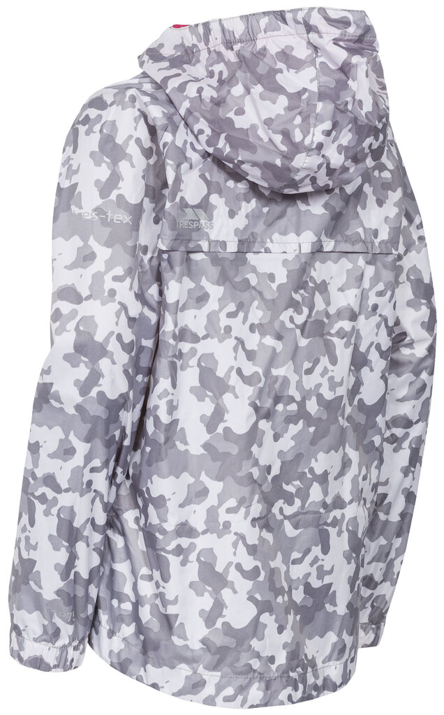 Trespass lietaus striukė mergaitėms Qikpac Jacket Print, White camo цена и информация | Striukės, paltai mergaitėms | pigu.lt