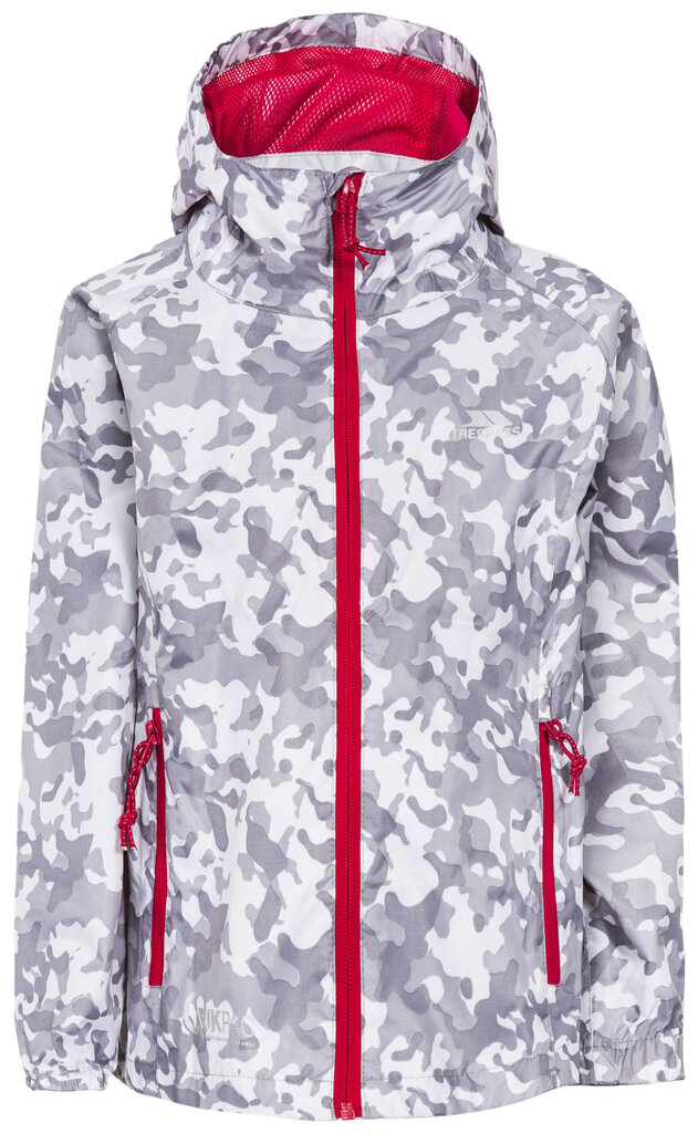 Trespass lietaus striukė mergaitėms Qikpac Jacket Print, White camo цена и информация | Striukės, paltai mergaitėms | pigu.lt