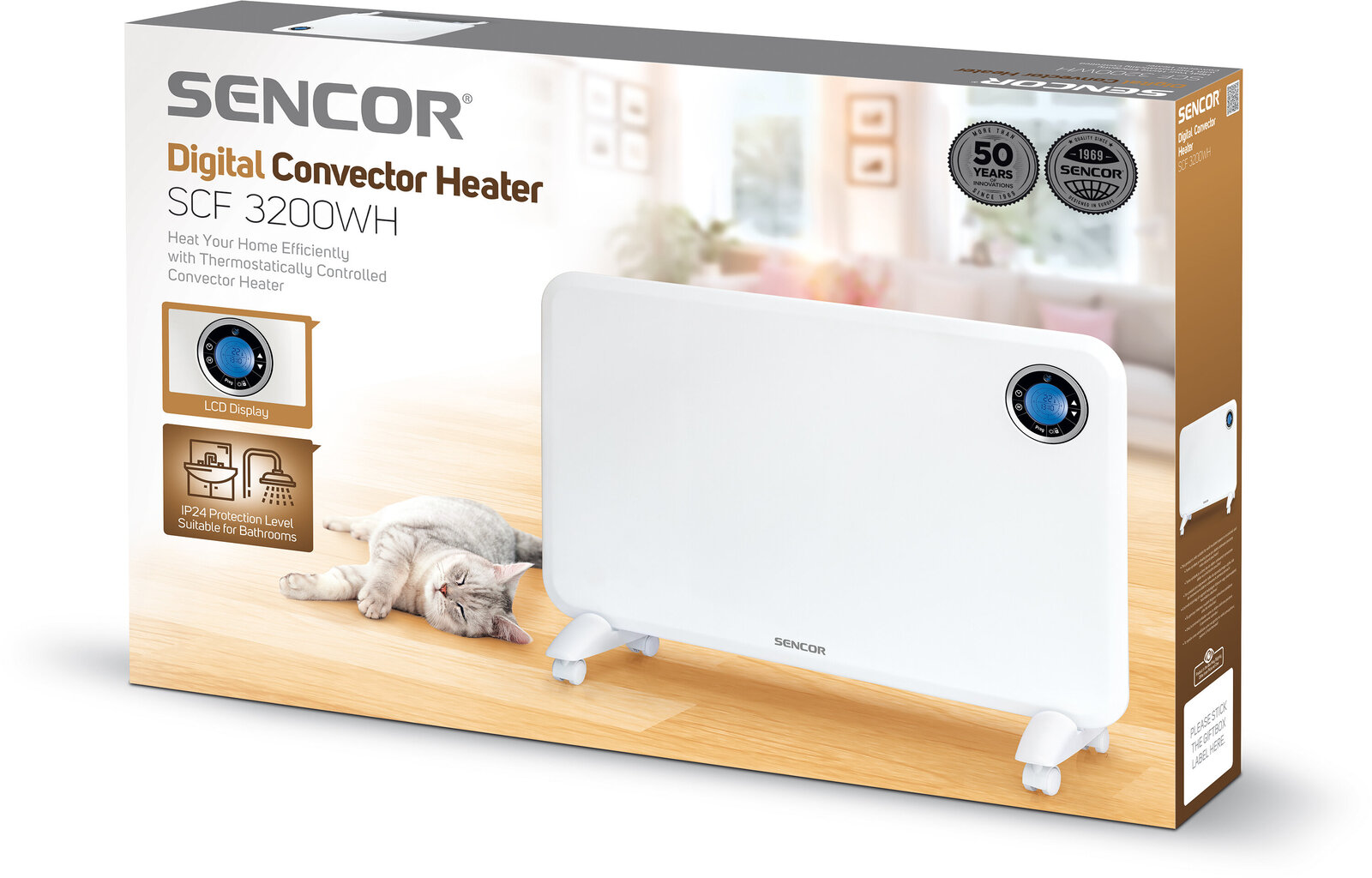 Konvekcinis šildytuvas Sencor SCF 3200WH IP24 Silent Heating kaina ir informacija | Šildytuvai | pigu.lt