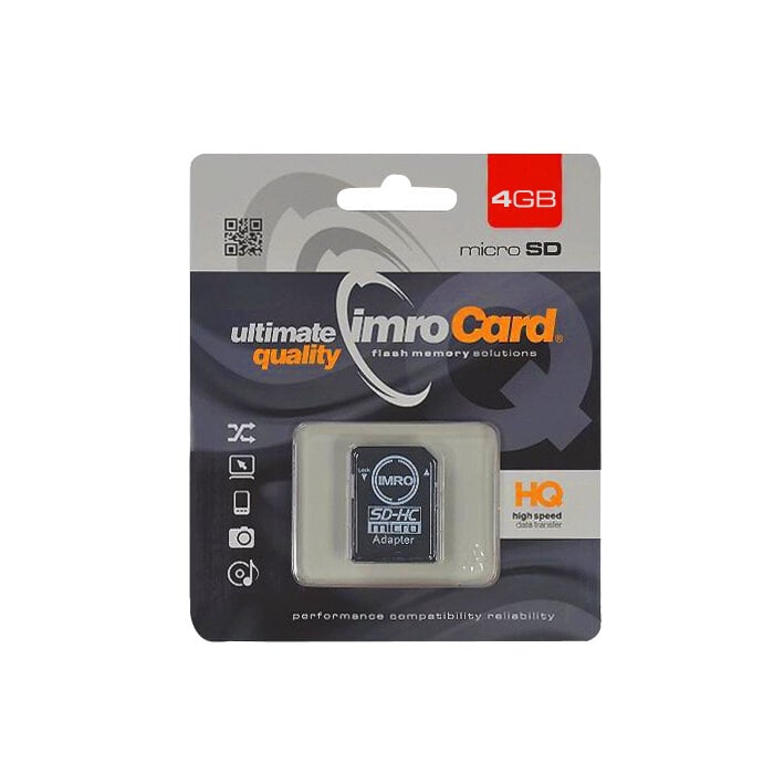 Imro 4GB microSDHC kl. 10 + adapteris kaina ir informacija | Atminties kortelės telefonams | pigu.lt