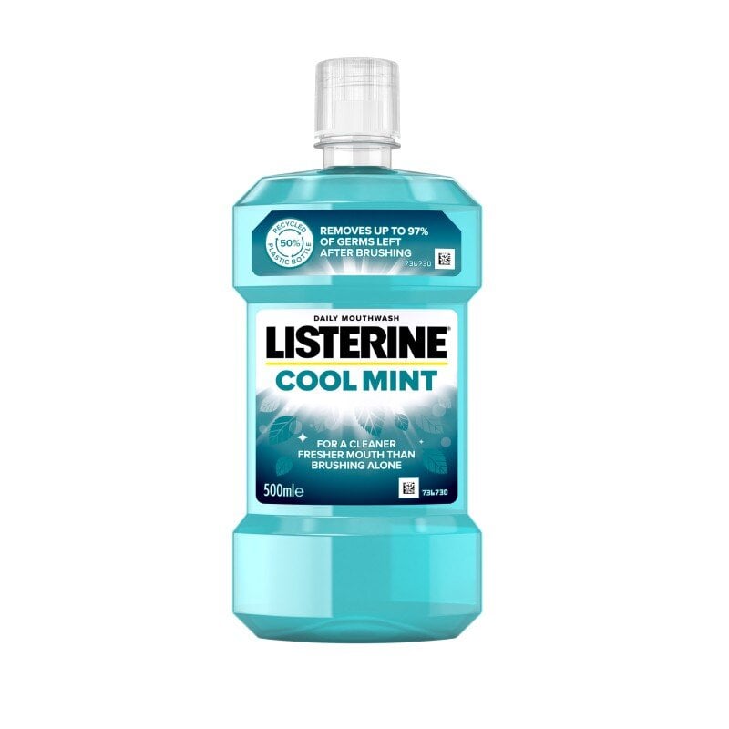 Burnos skalavimo skystis Listerine Cool Mint 500 ml kaina ir informacija | Dantų šepetėliai, pastos | pigu.lt