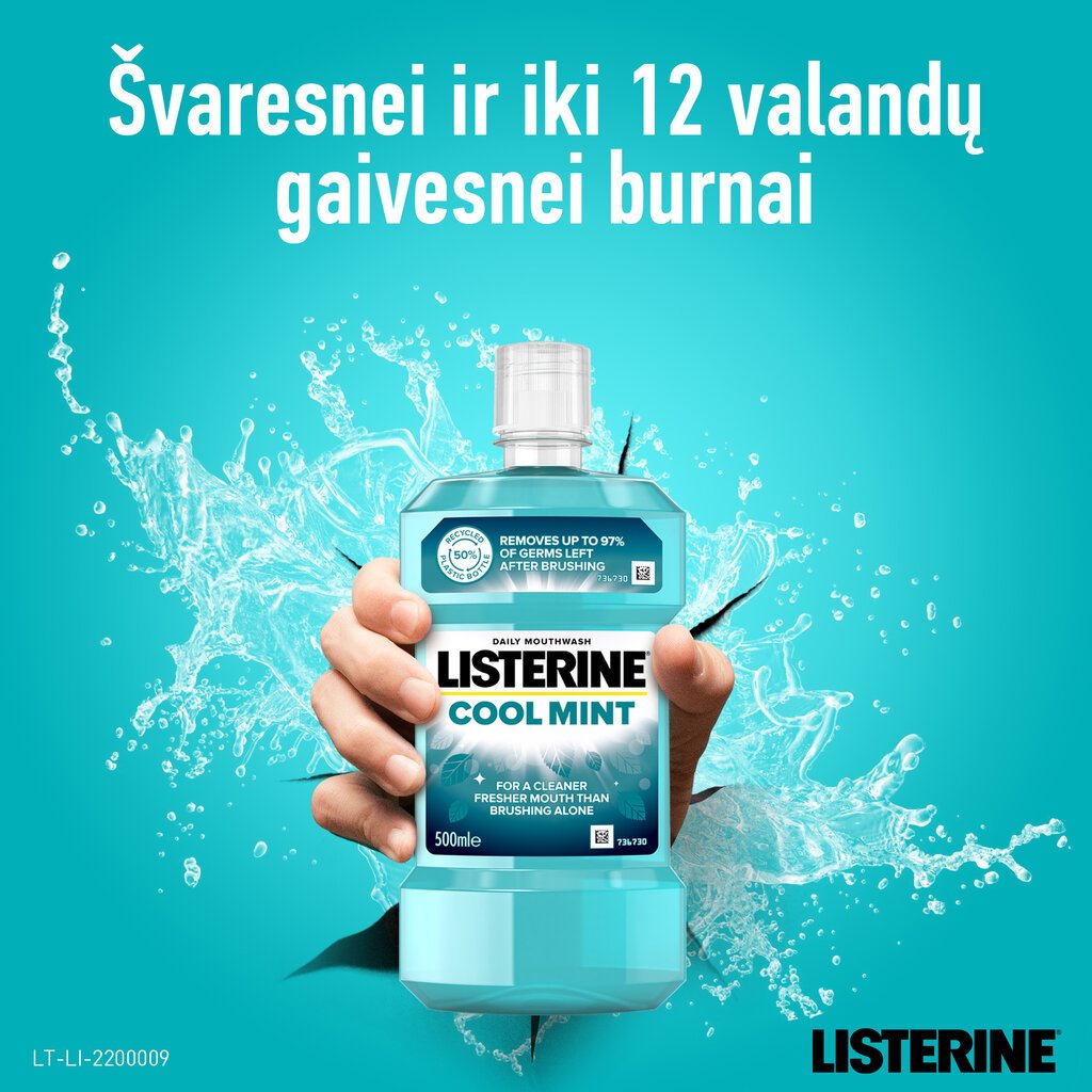 Жидкость для полоскания полости рта Listerine Cool Mint 500 мл цена |  pigu.lt