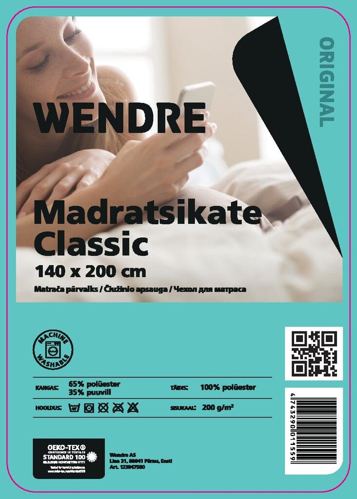 Wendre čiužinio apsauga Classic, 140x200 cm kaina ir informacija | Paklodės | pigu.lt