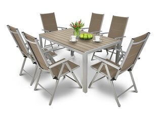 Комплект садовой мебели Sydney, стол + 6 стульев, коричневый/серый цена и информация | Комплекты уличной мебели | pigu.lt