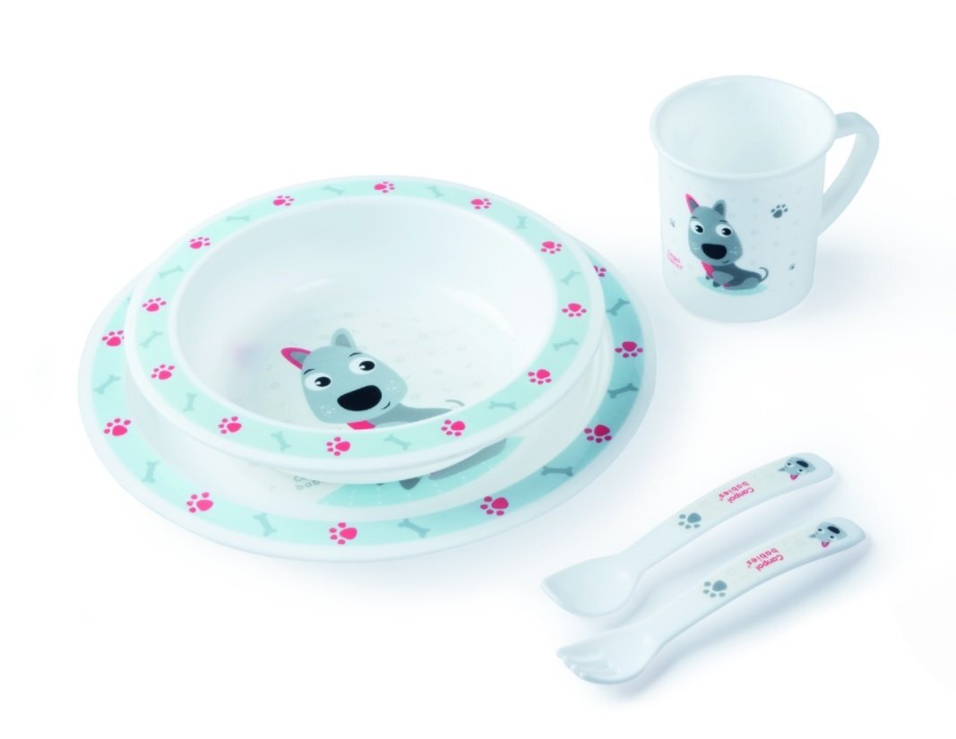 Canpol Babies plastikinių indų ir įrankių rinkinys, 5 dalys, 4/401 dog kaina ir informacija | Kūdikių indai, indeliai pienui ir įrankiai | pigu.lt