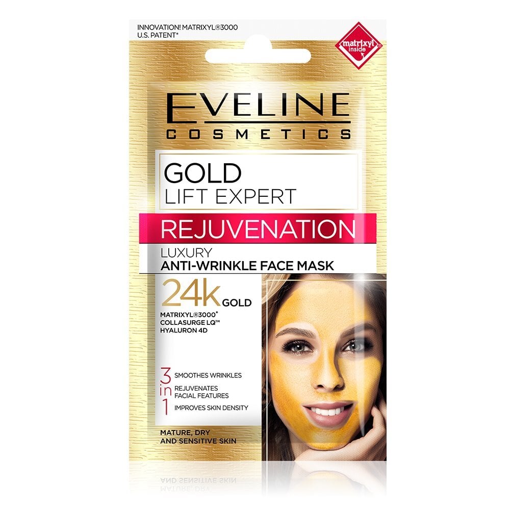 Veido kaukė Eveline Gold Lift Expert 3 in 1 7 ml kaina ir informacija | Veido kaukės, paakių kaukės | pigu.lt