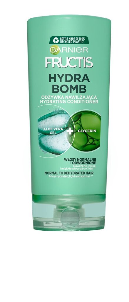 Drėkinamasis plaukų balzamas Garnier Fructis Aloe Hydra Bomb, 200ml kaina ir informacija | Balzamai, kondicionieriai | pigu.lt