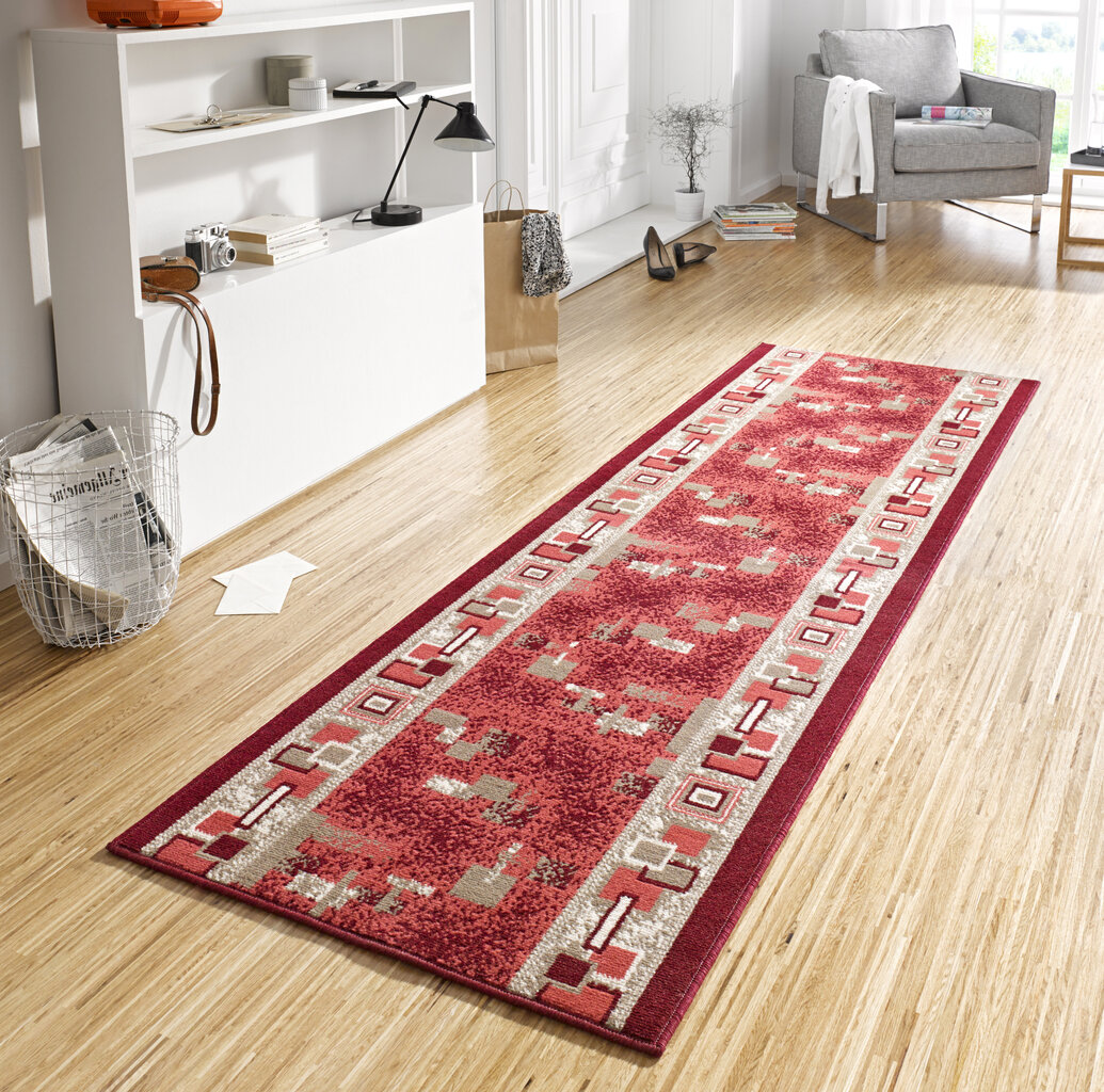 Hanse Home kiliminis takas  Cube Red, 80x450 cm   kaina ir informacija | Kilimai | pigu.lt