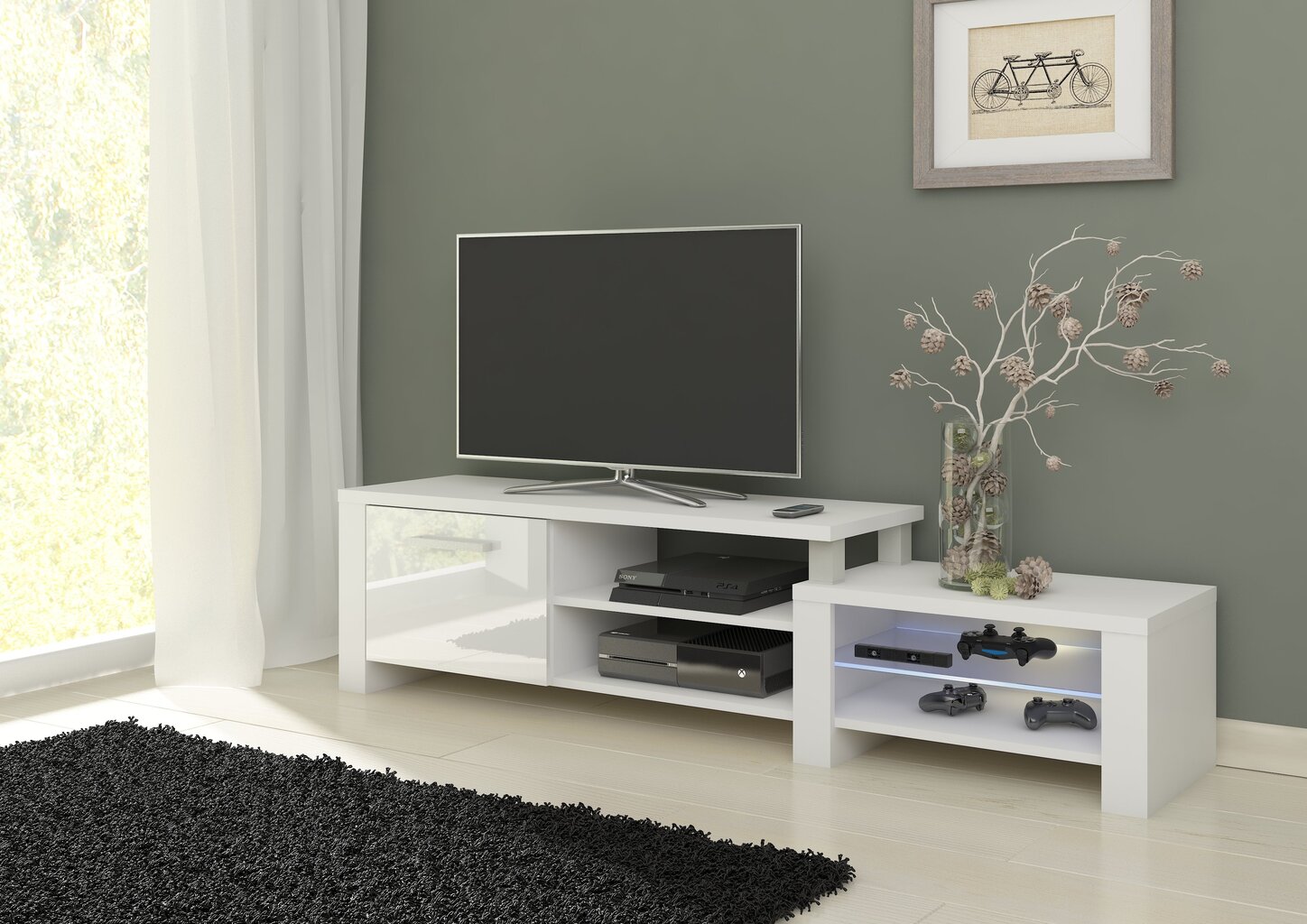 TV staliukas Orion, baltas kaina ir informacija | TV staliukai | pigu.lt